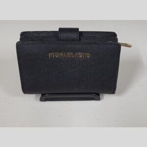 Michael Kors Jet Set Bifold Wallet Zip Coin Case ID Black MK